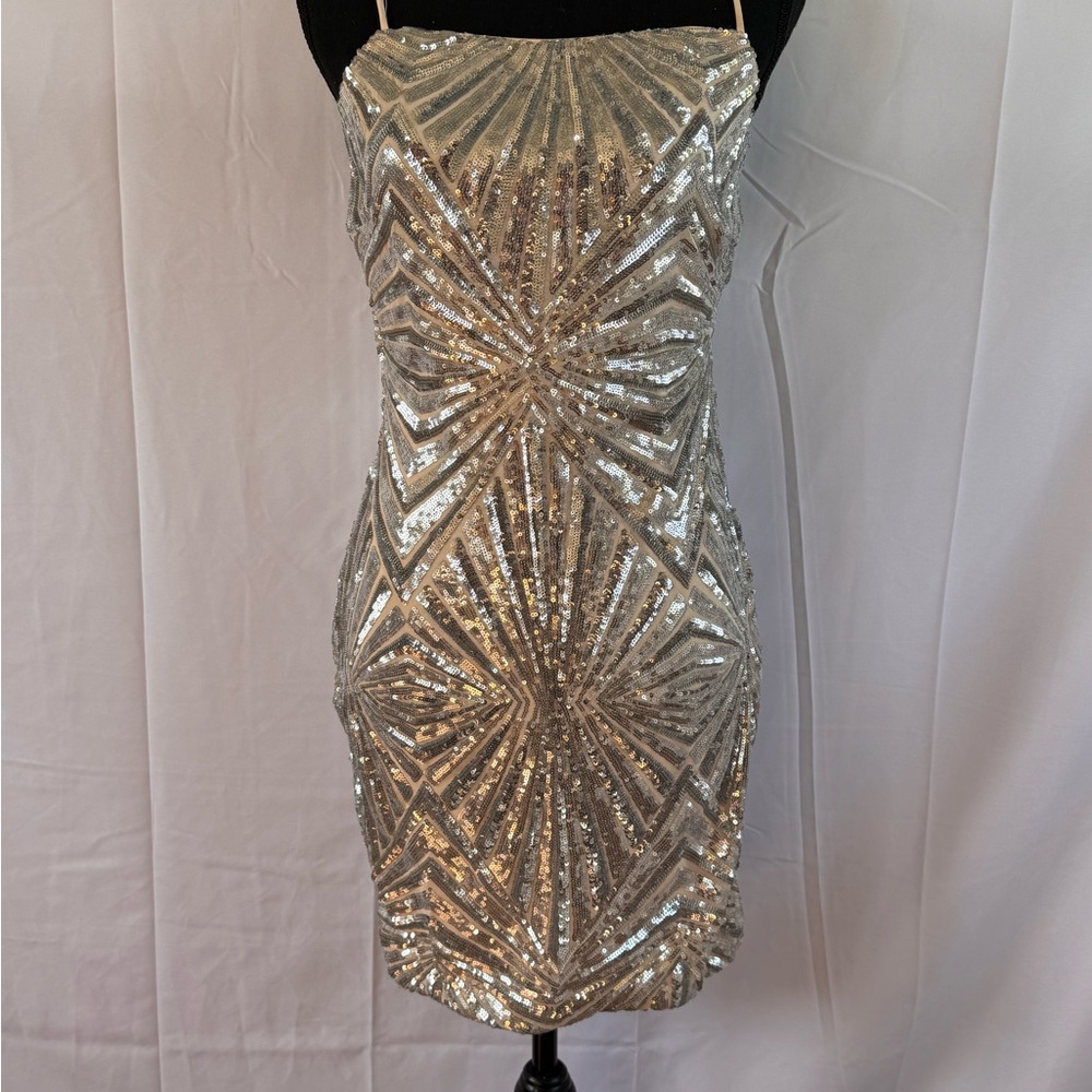 Lost In Your Eyes Silver Sequin Bodycon Mini Dress